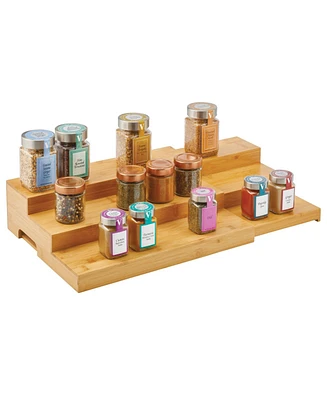 mDesign Bamboo Wood Expandable Spice Rack Adjustable Organizer - Natural