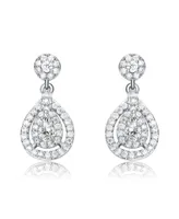 Classic White Gold Plated with Clear Cubic Zirconia Drop Earrings