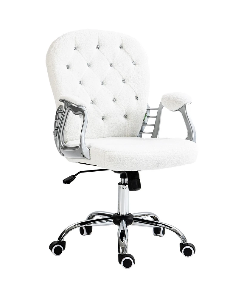 Vinsetto Button Tufted Home Office Chair with Adjustable Height Armrests