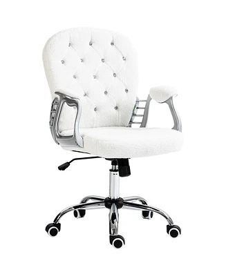 Vinsetto Button Tufted Home Office Chair with Adjustable Height Armrests