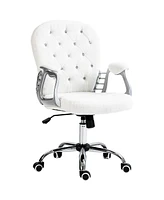 Vinsetto Button Tufted Home Office Chair with Adjustable Height Armrests