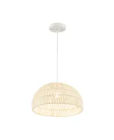 Farmhouse Rattan Pendant Lights with Adjustable Hanging Rope-Beige