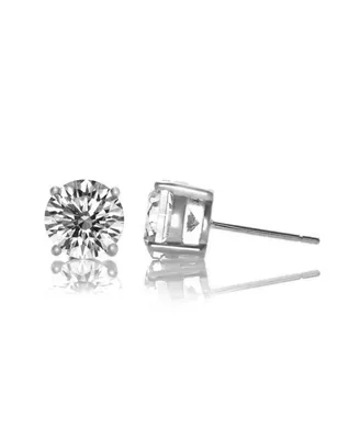 Classic White Gold Plated with 7MM Cubic Zirconia Stud Earrings.