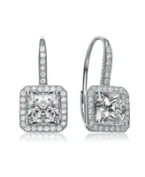 14K Gold Plated Cubic Zirconia Halo Lever back Earrings