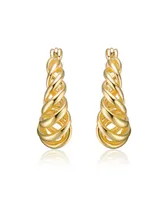 Modern 14k Gold Plated Twisted Halo Hoop Earrings