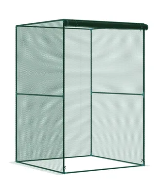 Out sunny 4' x 4' Walk-in Crop Cage, Plant Protectors with Door, Dark Green