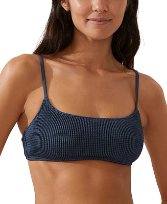 Cotton On Women's Textured Straight-Neck Cropped Bikini Top