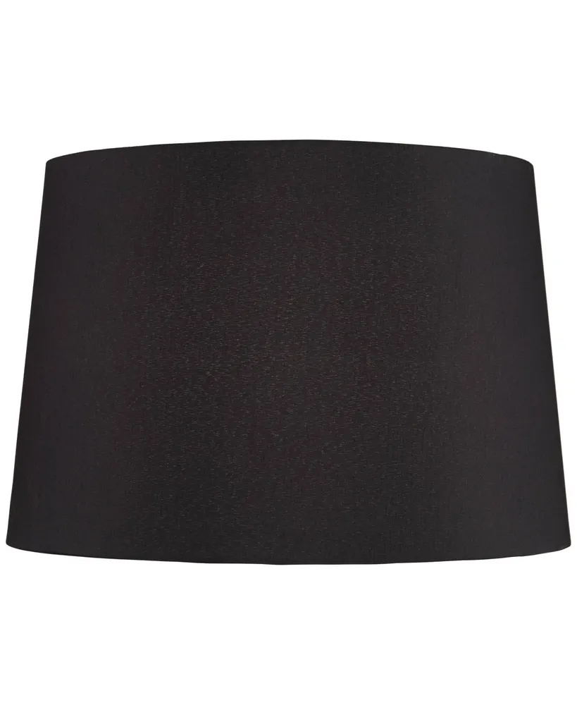 Black Faux Silk Medium Tapered Drum Lamp Shade 13" Top x 15" Bottom x 10" Slant x 10" High (Spider) Replacement with Harp and Finial - Spring crest