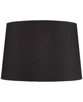 Black Faux Silk Medium Tapered Drum Lamp Shade 13" Top x 15" Bottom x 10" Slant x 10" High (Spider) Replacement with Harp and Finial - Spring crest