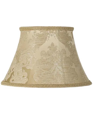 Ivory Brocade Large Lamp Shade 10" Top x 17" Bottom x 11" High (Spider) Replacement with Harp and Finial - Spring crest