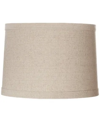 Natural Linen Medium Drum Lamp Shade 13" Top x 14" Bottom x 10" High (Spider) Replacement with Harp and Finial - Spring crest