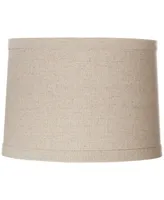 Natural Linen Medium Drum Lamp Shade 13" Top x 14" Bottom x 10" High (Spider) Replacement with Harp and Finial - Spring crest