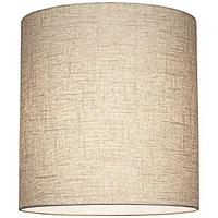 Springcrest 14" Top x 14" Bottom x 15" High x Lamp Shade Replacement Medium Tall Oatmeal Beige Drum Round Rustic Farmhouse Western Linen Fabric Spider