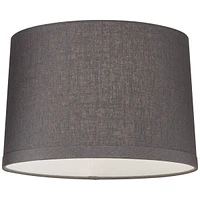 Gray Linen Medium Drum Lamp Shade 15" Top x 16" Bottom x 11" High x 11" Slant (Spider) Replacement with Harp and Finial - Spring crest