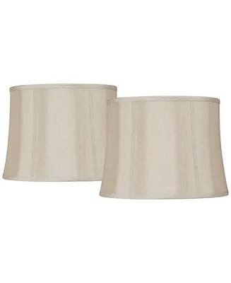 Set of 2 Softback Drum Lamp Shades Taupe Medium 14" Top x 16" Bottom x 12" Slant x 12" High Spider with Replacement Harp and Finial Fitting