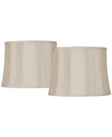 Set of 2 Softback Drum Lamp Shades Taupe Medium 14" Top x 16" Bottom x 12" Slant x 12" High Spider with Replacement Harp and Finial Fitting