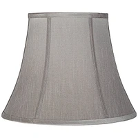 Set of 2 Softback Round Bell Lamp Shades Pewter Gray Medium 8" Top x 14" Bottom x 11" Slant x 10.5" High Spider with Replacement Harp and Finial Fitti