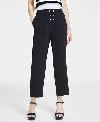 Karl Lagerfeld Paris Women's Button-Front Ankle Pants