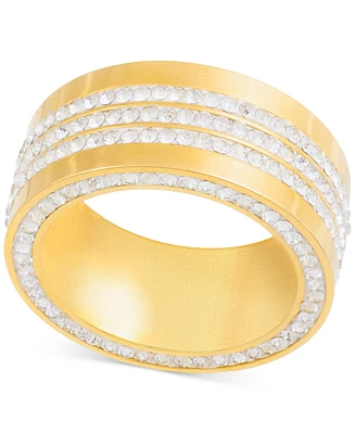 Legacy for Men by Simone I. Smith Men's Crystal Wide Band Gold-Tone Ion-Plated Stainless Steel - Gold