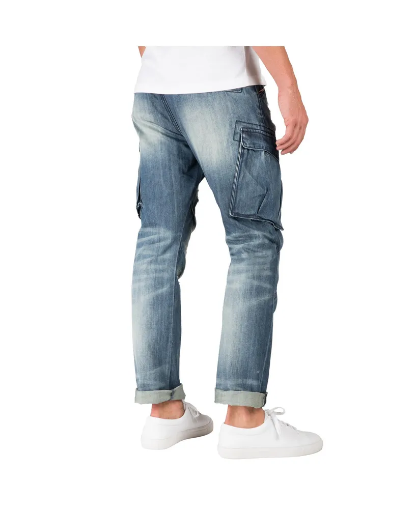 Men's Premium Jeans Slim Straight Intense Blast Distressed Cargo Pocket