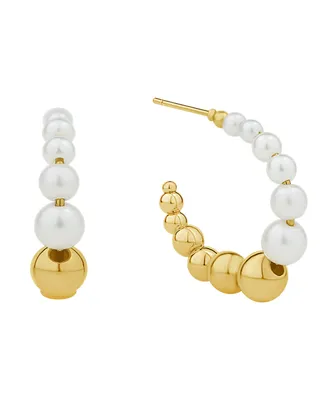And Now This White Imitation Pearl Hoop Earring