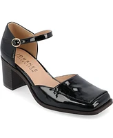 Journee Collection Women's Evangeline Square Toe Stacked Heel Pumps