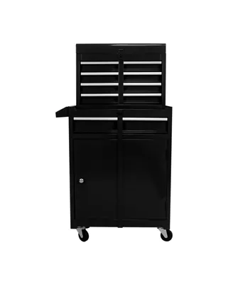 Simplie Fun Detachable 5 Drawer Tool Chest With Bottom Cabinet And One Adjustable Shelf-Black