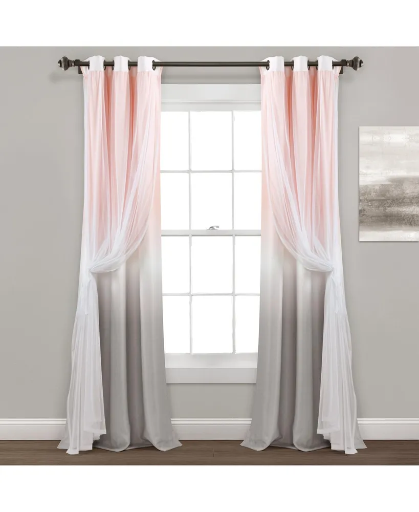 Umbre Fiesta Grommet Sheer/ Printed Light Filtering Window Curtain Panel Blush/Gray Single 38X84