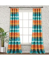 Boho Watercolor Border Window Curtain Panels Turquoise/Multi 52X84 Set