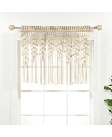 Boho Macrame Leaf Cotton Valance/Kitchen Curtain/Wall Decor