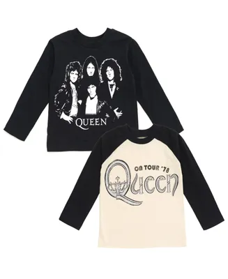 Queen Boys 2 Pack T-Shirts Logo Black / White