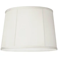 Medium Round Softback Off-White Tapered Drum Lamp Shade 12" Top x 14" Bottom x 10" High (Spider) Replacement with Harp and Finial