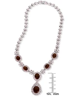 Sterling Silver White Gold Plated with Colored Cubic Zirconia Dangle Necklace