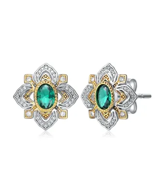 Classy White Gold Plated and 14K Gold Plated with Cubic Zirconia Stud Earrings