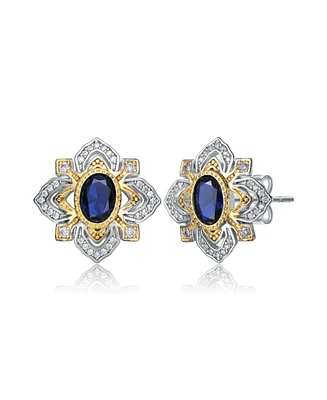 Classy White Gold Plated and 14K Gold Plated with Cubic Zirconia Stud Earrings