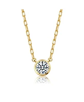 Elegant Clear Cubic Zirconia Round Stud Necklace