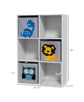 Qaba Children's Toy Storage with 3 Storage Bins & Cute Animal Design, White