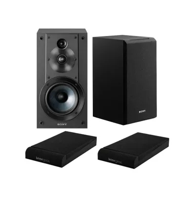 Sony SSCS5 3-Way 3-Driver Bookshelf Speaker System (Black) with Isolation Pads