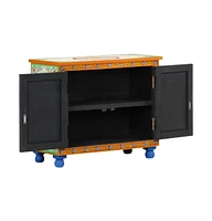 Hand Painted Sideboard 27.6"x13.8"x23.6" Solid Mango Wood