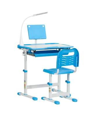 Qaba Functional Kids Desk and Chair Set Height Adjustable School Study Table