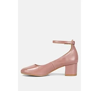Debbie Womens Ankle Strap Low Block Heel Sandals pumps