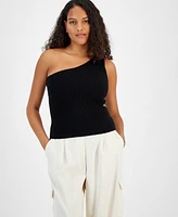 Bar Iii Women's One-Shoulder Sleeveless Ribbed Sweater, Created for Macy's