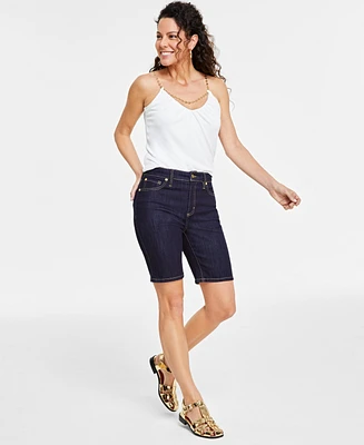 I.n.c. International Concepts Women's High-Rise Denim Bermuda Shorts