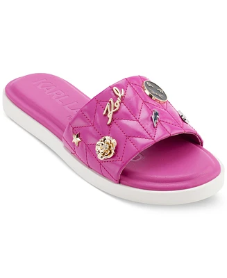 Karl Lagerfeld Paris Women's Carenza Pins Flat Slide Sandals