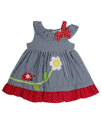 Rare Editions Baby Girls Lady Bug Seersucker Dress with Diaper Cover