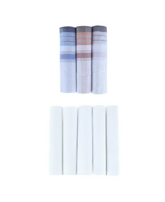 Trafalgar Premium 5 Pack and Checked 3 Pack Cotton Handkerchiefs Set