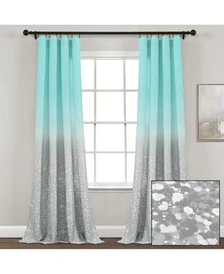 Glitter Ombre Metallic Print Window Curtain Panels