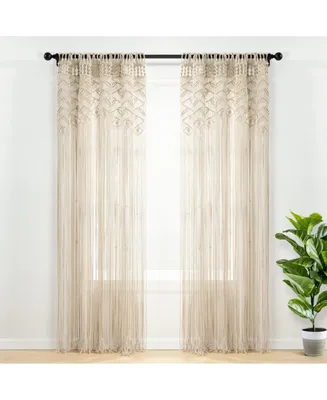 Boho Macrame Leaf Cotton Window Curtain/ Room Divider/Wedding Backdrop/Wall Decor