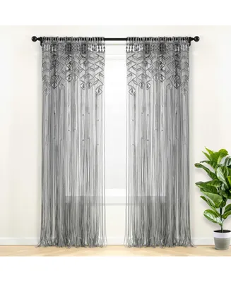 Boho Macrame Leaf Cotton Window Curtain/ Room Divider/Wedding Backdrop/Wall Decor