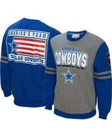 Men's Mitchell & Ness Royal Dallas Cowboys All Over 2.0 Pullover Sweatshirt